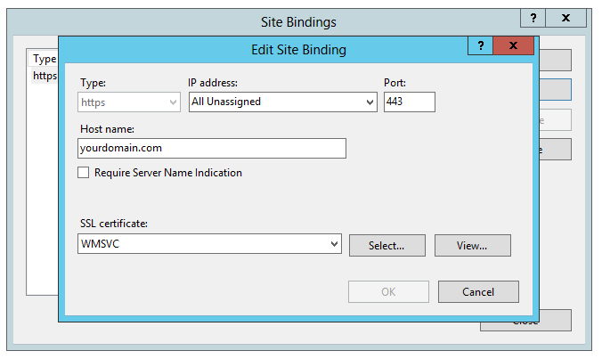 edit site binding