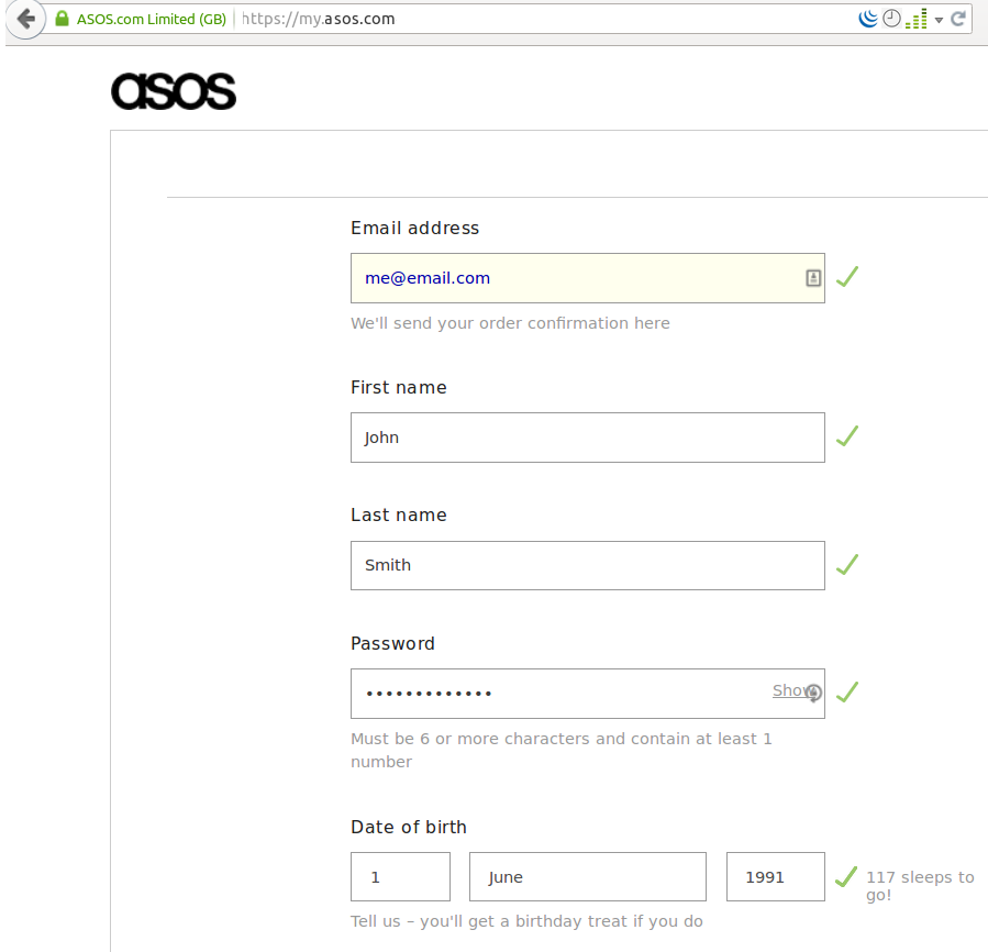 Asos UX example