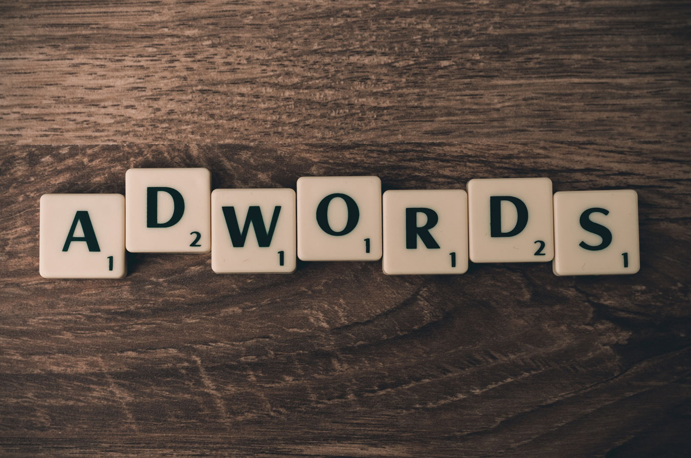 scrabble tiles spelling out adwords