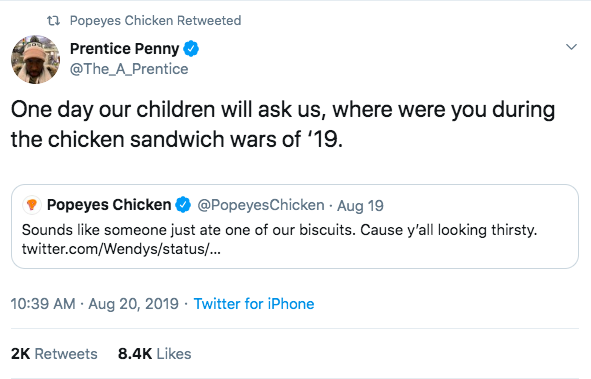 tweet reading where were you during the great chicken war of 2019