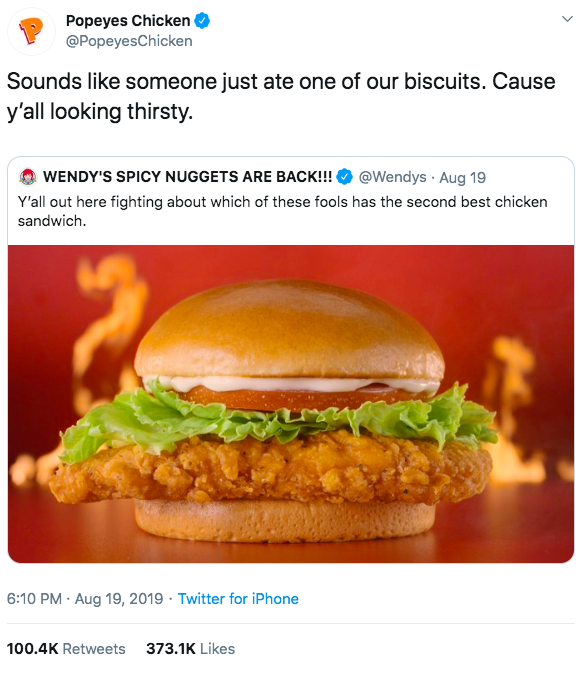 popeyes tweeting at wendys