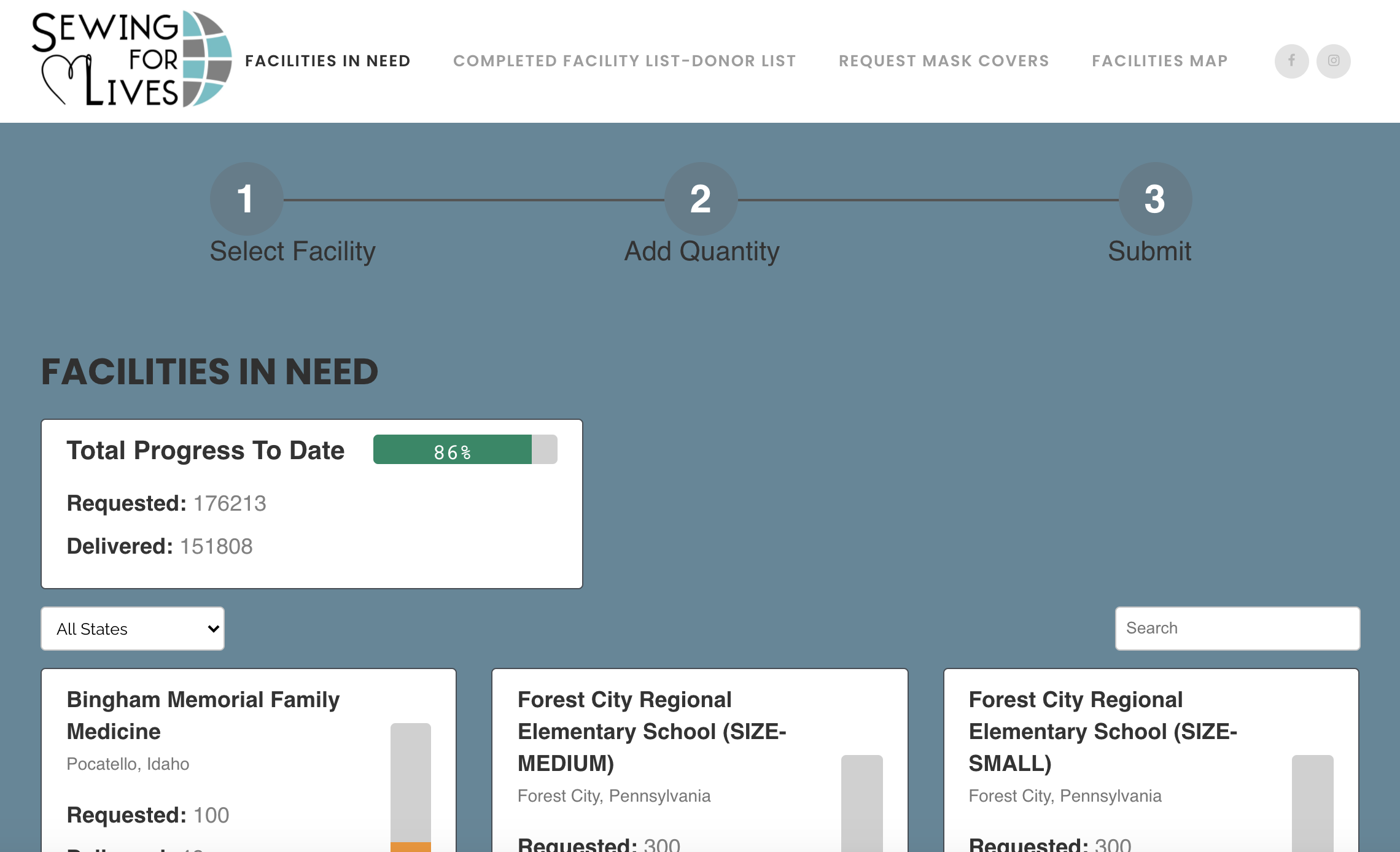 SewingForLives.org Screengrab