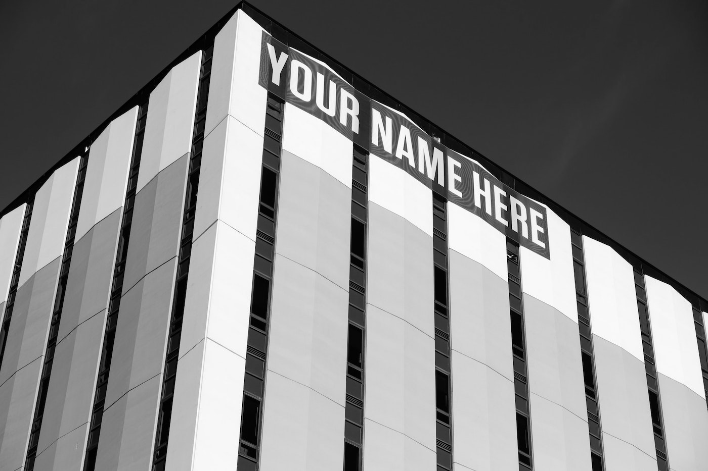 building with banner sign
