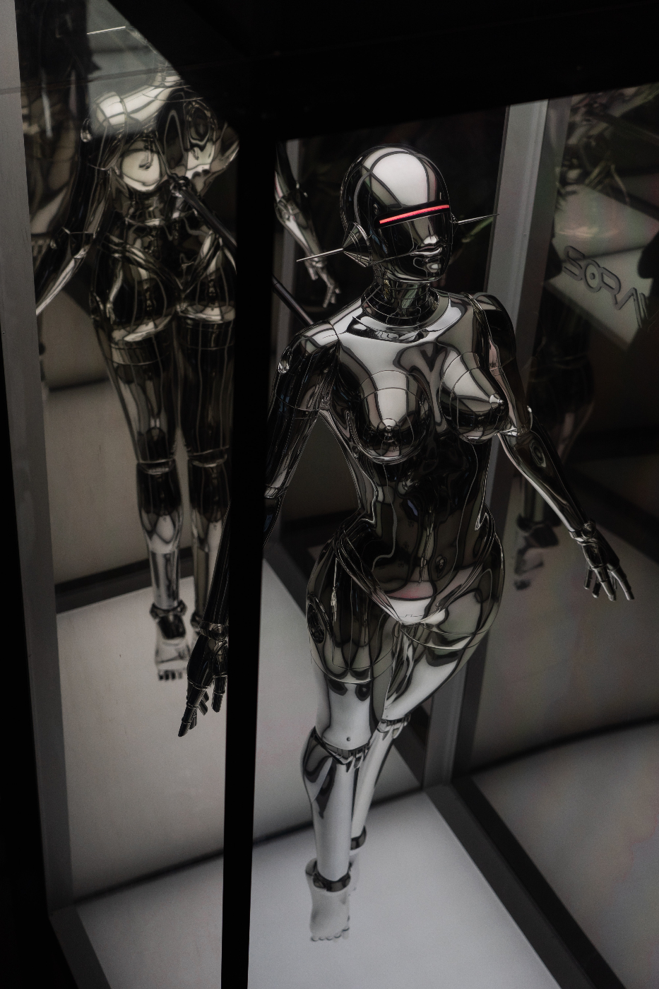 A shiny female robot