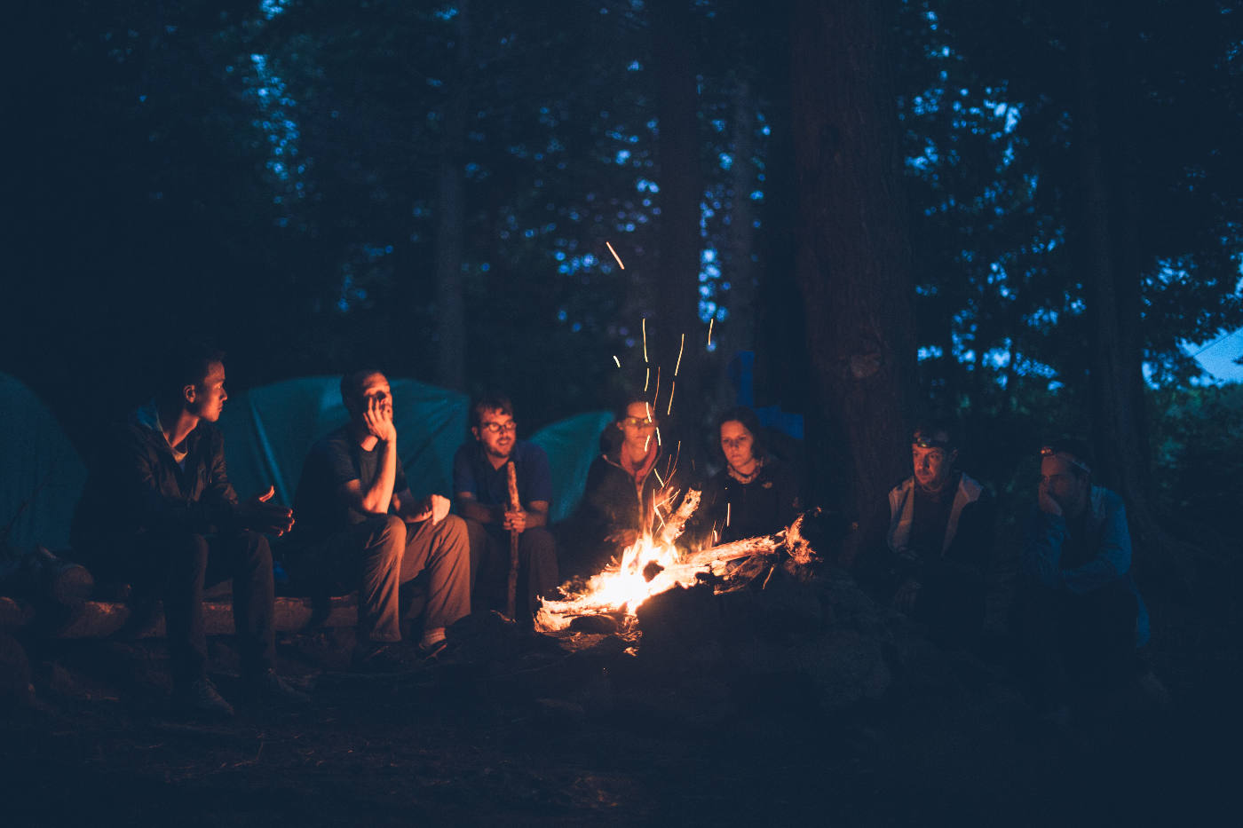 A group around a campfire