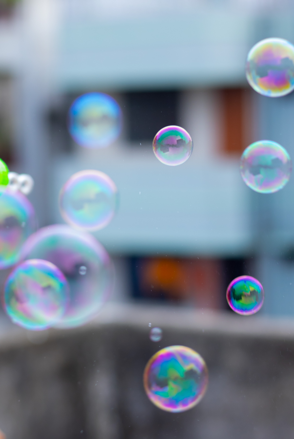 Soap bubbles floating through the air