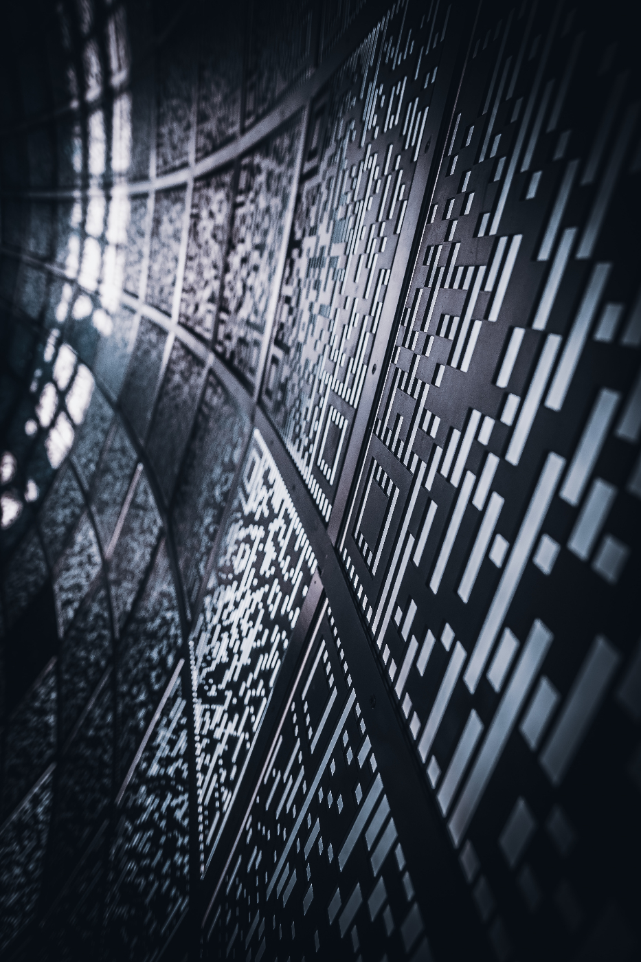 extreme close-up of QR codes