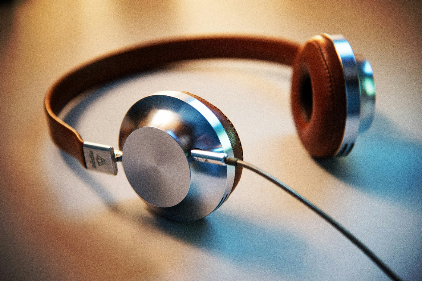 A set of red and silver headphones