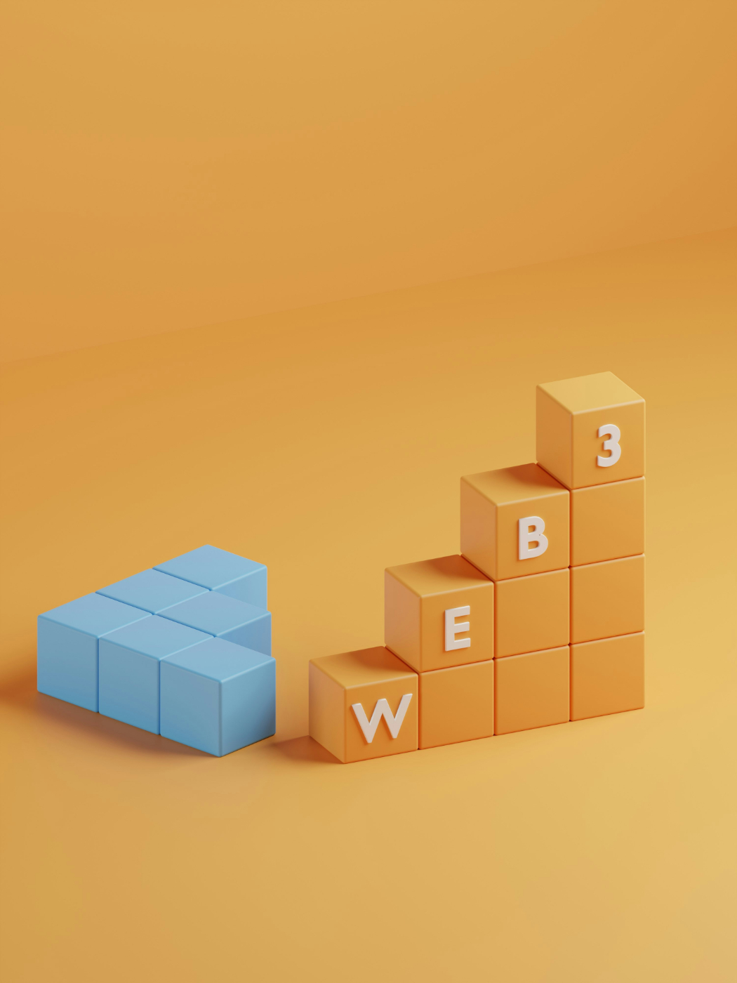 stacked blocks of blue and orange, the orange blocks have WEB 3 on them