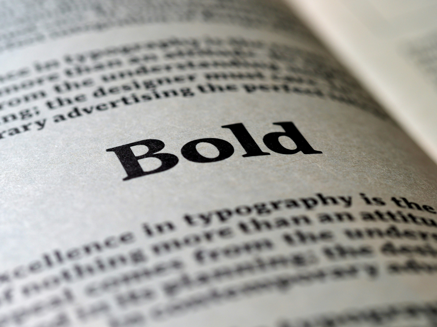 Typography book with the word BOLD in bold front and center