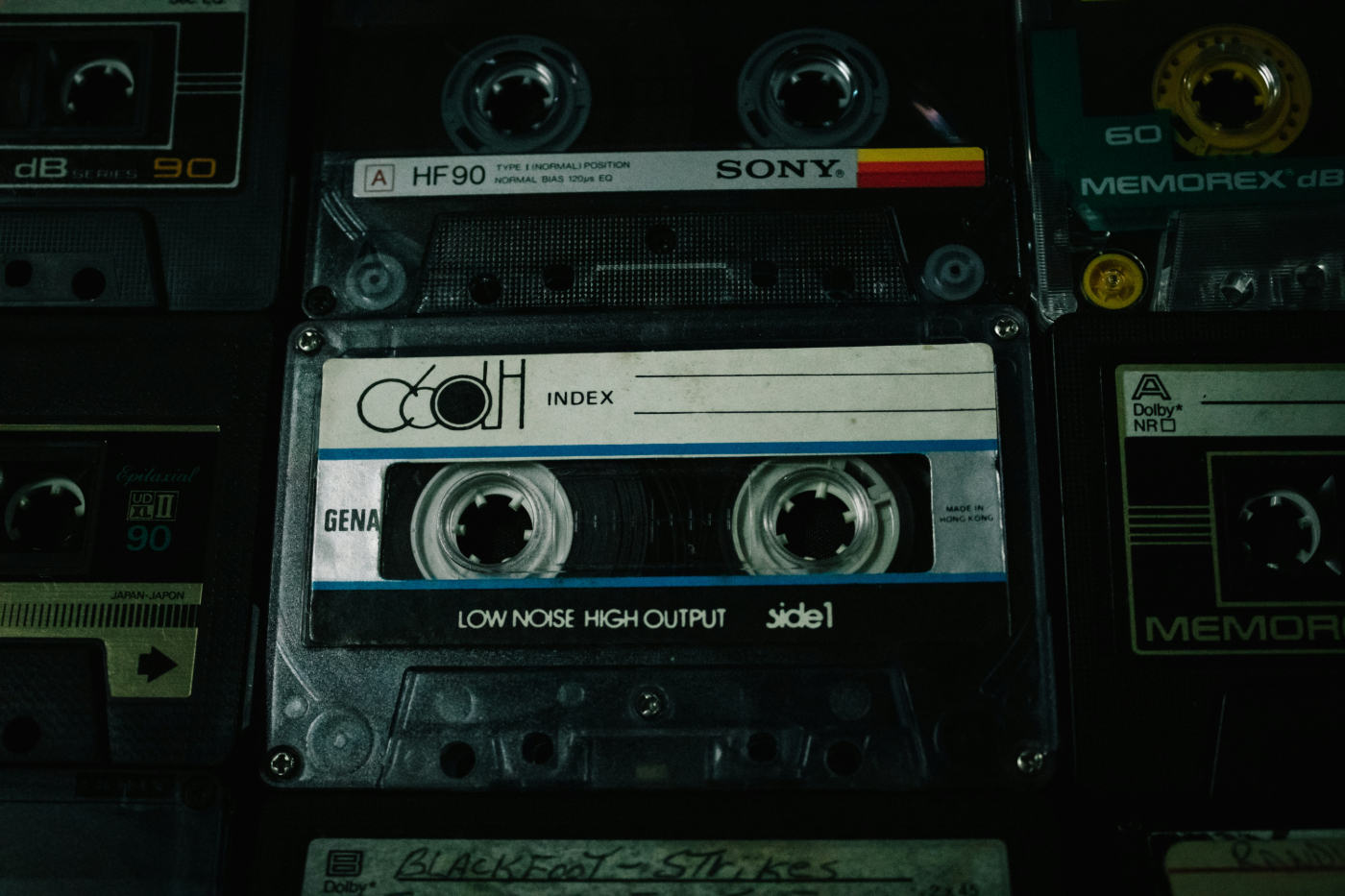 A bunch of cassette tapes