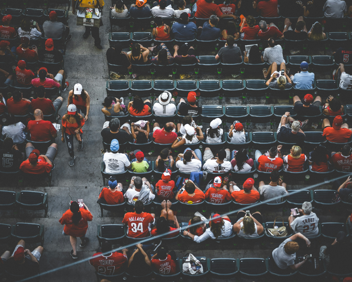 An LA Dodgers game, sparse number of fans