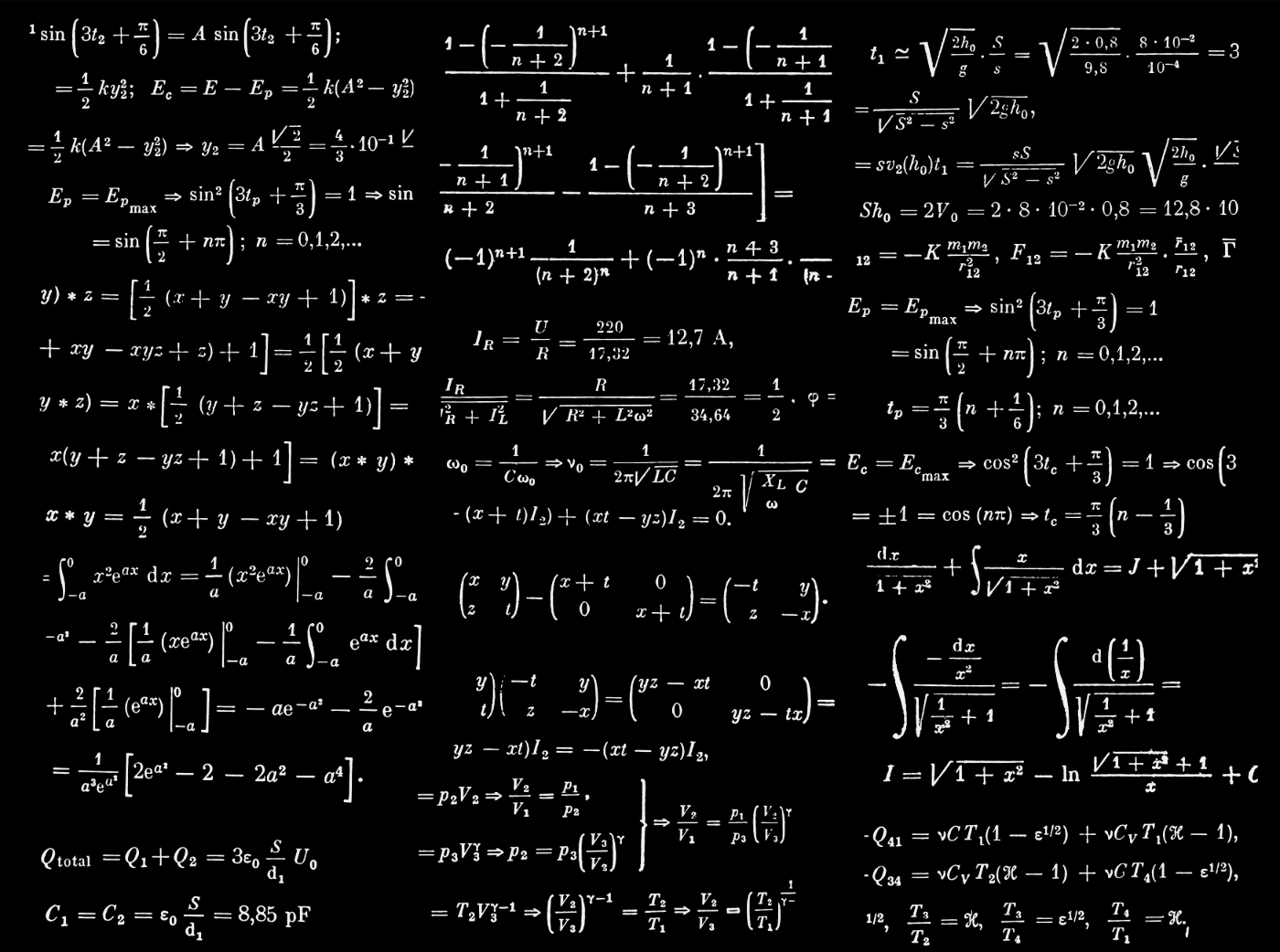 Complex math calculations on a blackboard