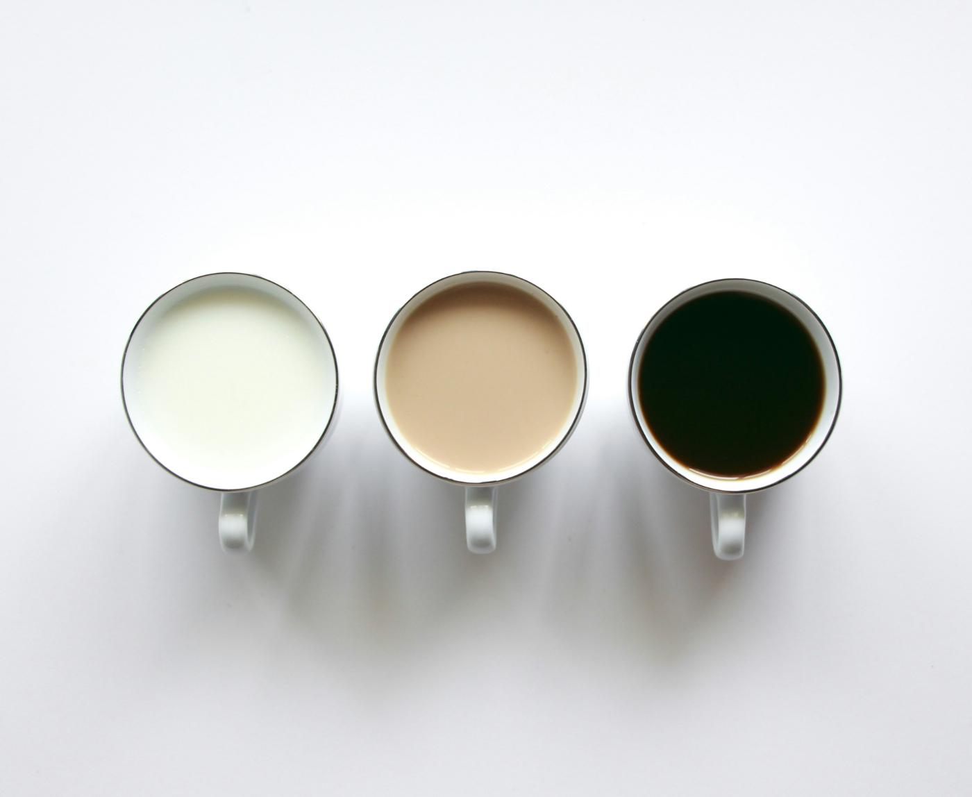 3 cups, milk, coffee with milk, black coffee