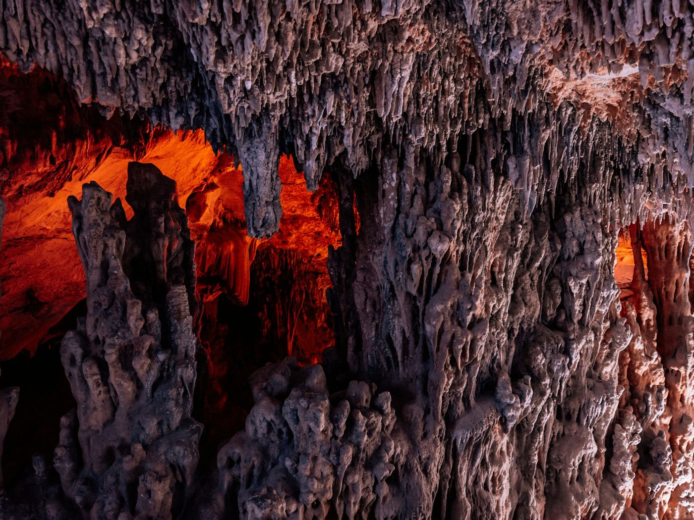 A fire in a cave