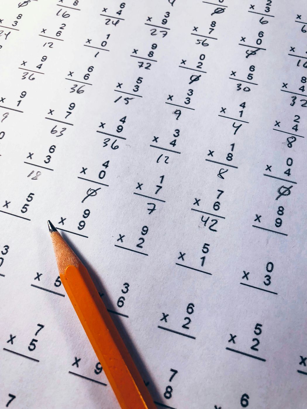 A pencil resting on a sheet filled with equations 