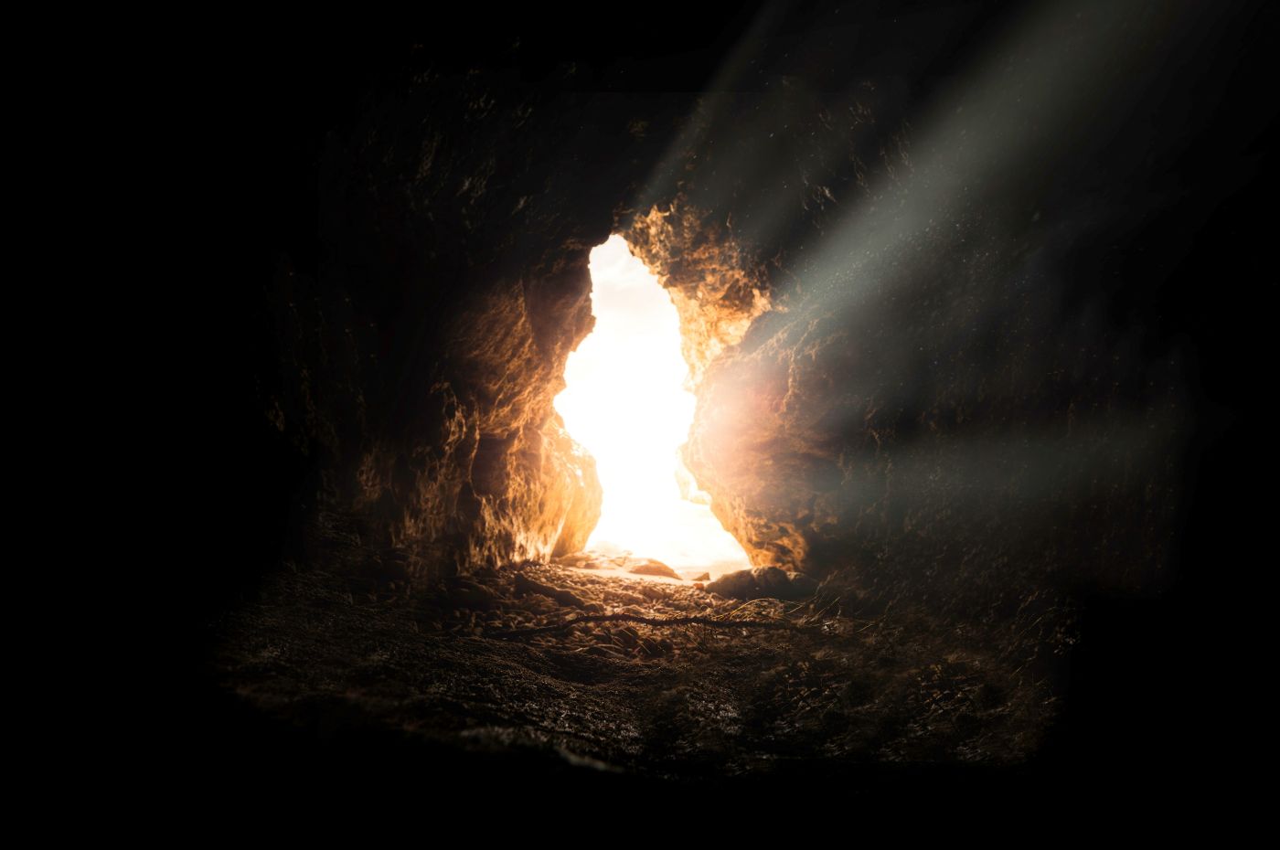 Light coming through the mouth of a cave