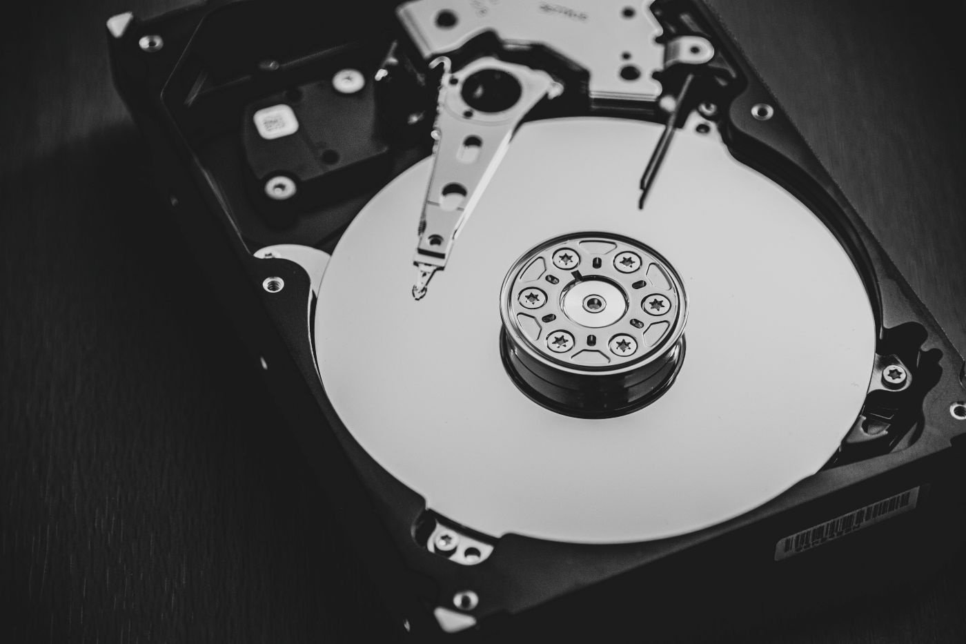 Black & white of a hard disc drive