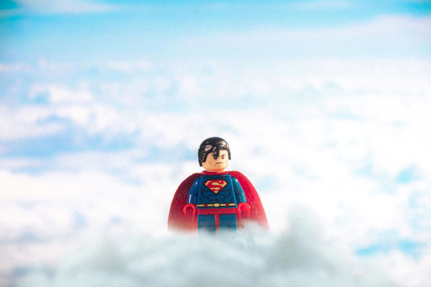 Lego superman in the clouds