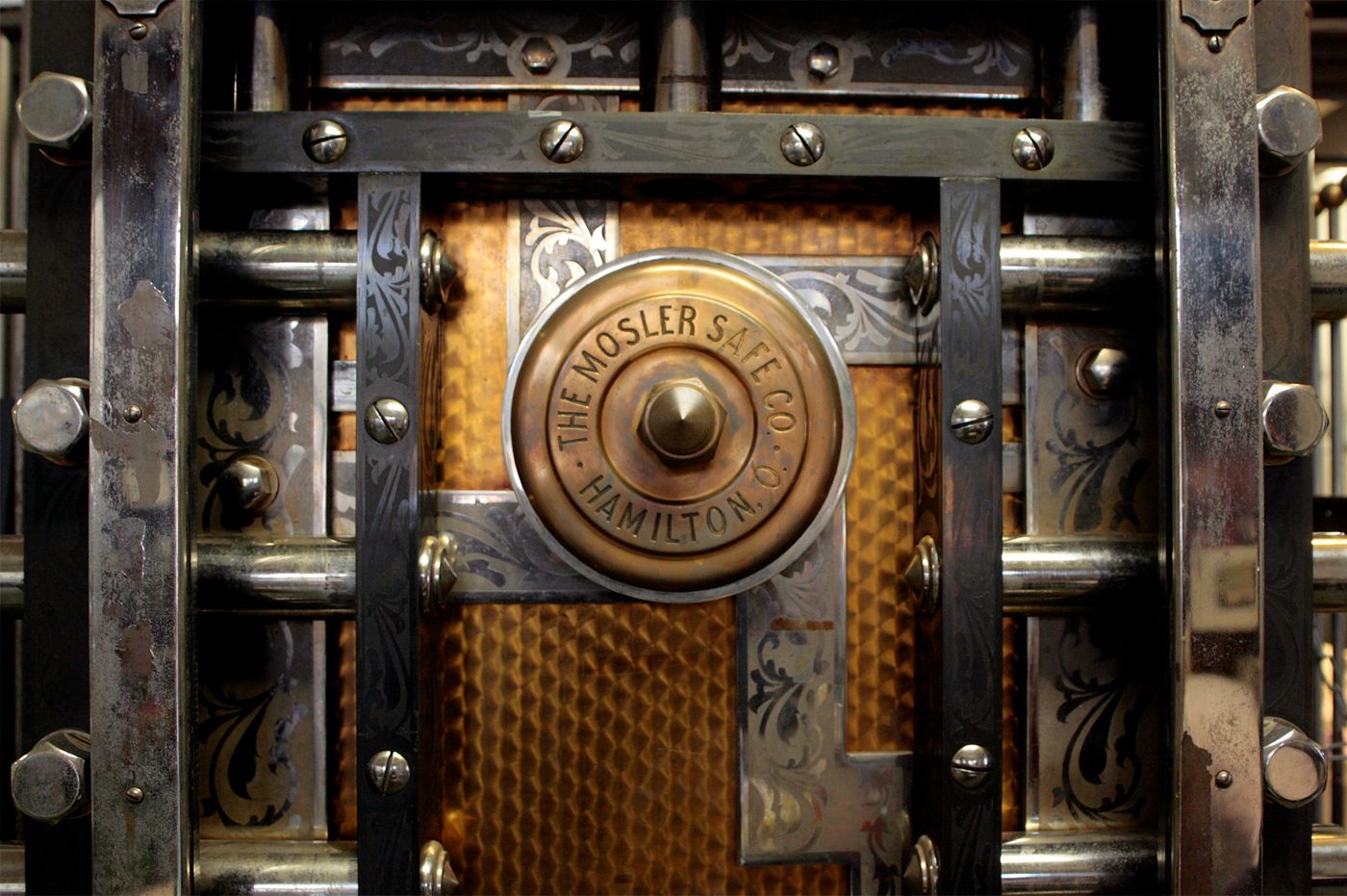 Close up of a safe door