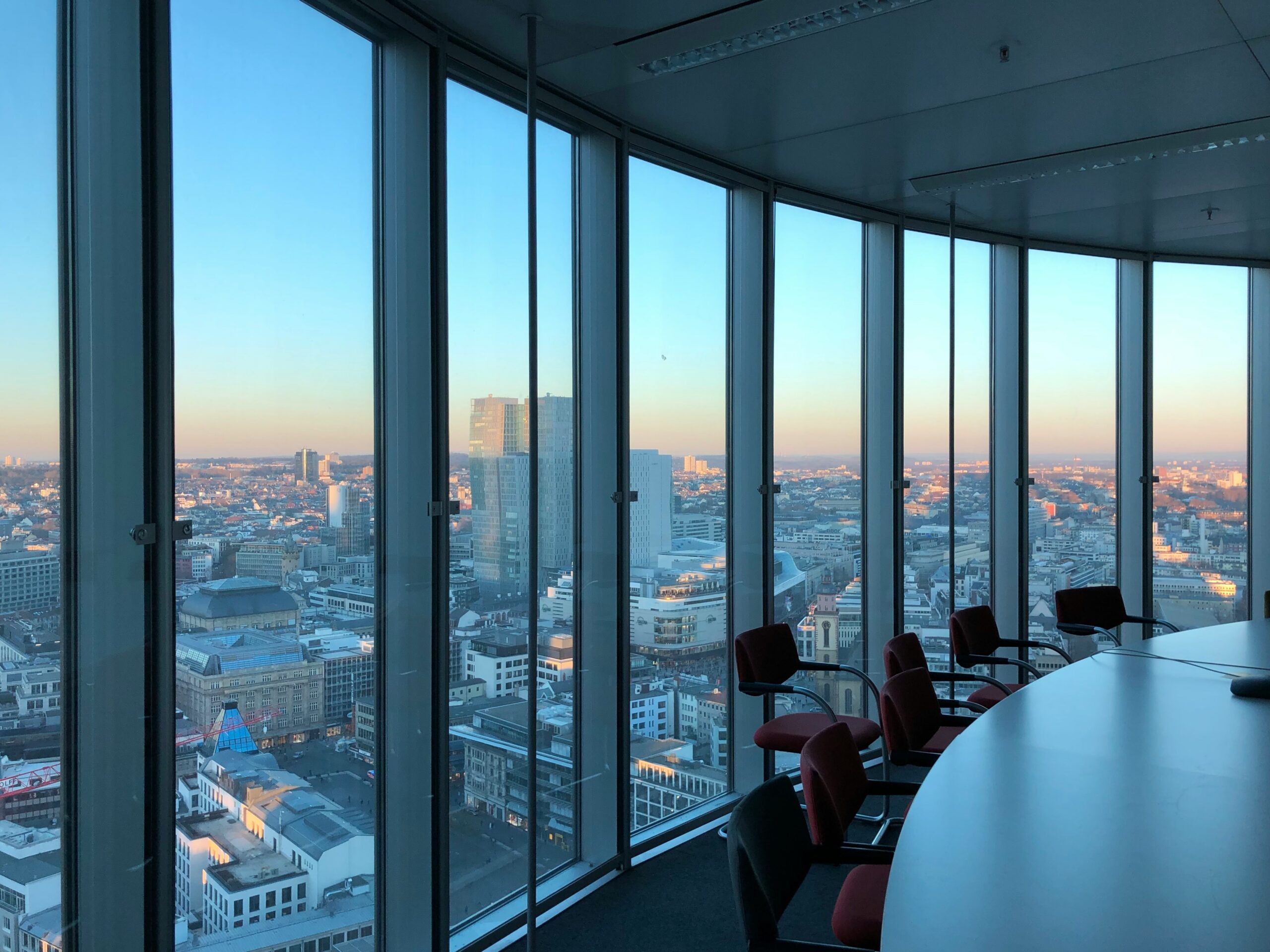 A meeting room with a glorious view of the city