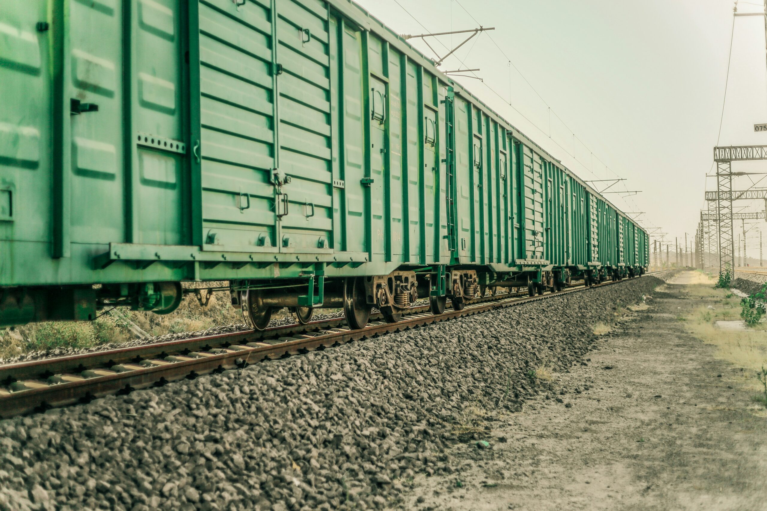 Green train box cars