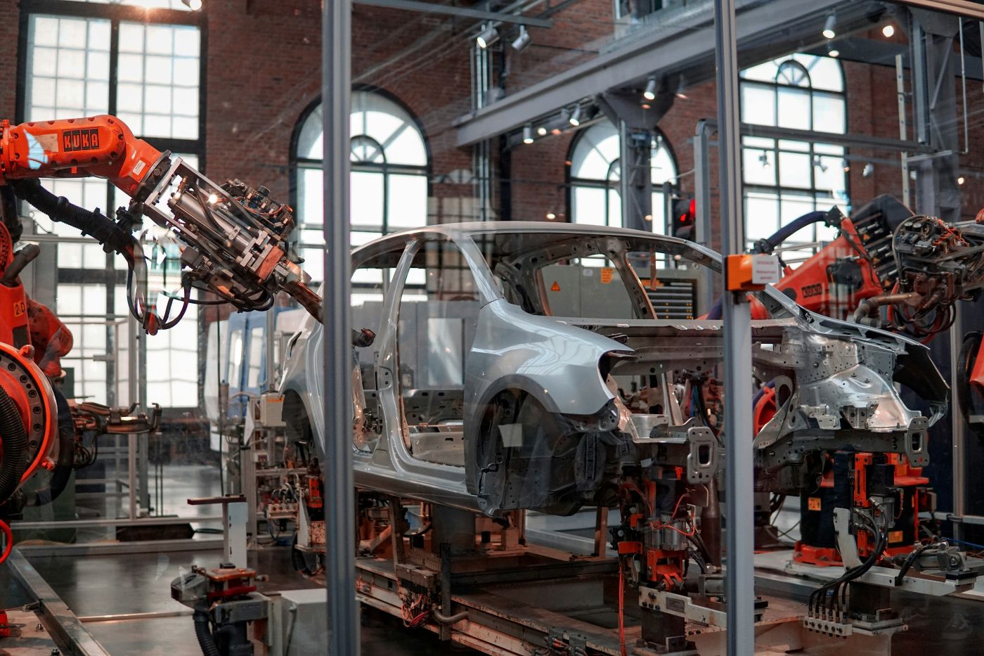 Robots building a car