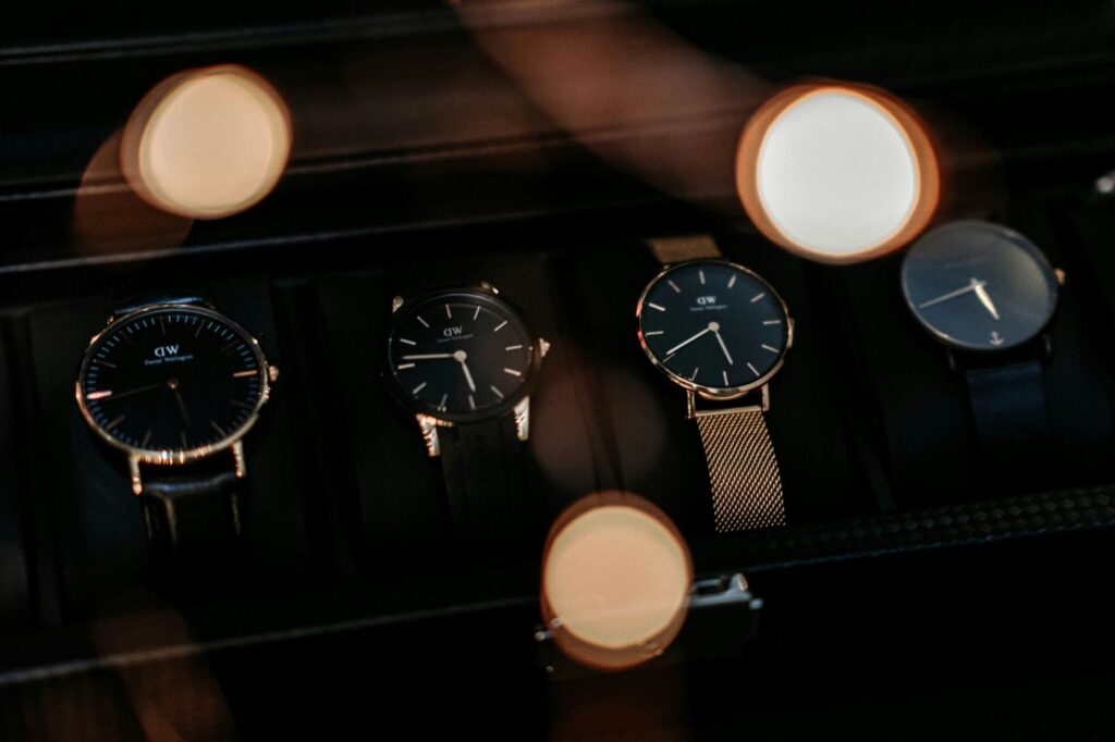 a row of high end watches